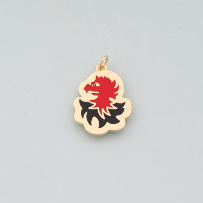 18K Gold Filled Griffin Pendant,Enamel Heraldic Charm Bracelet Necklace for DIY Jewelry Making Supply