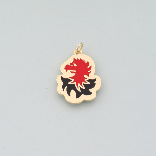 18K Gold Filled Griffin Pendant,Enamel Heraldic Charm Bracelet Necklace for DIY Jewelry Making Supply