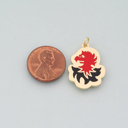 18K Gold Filled Griffin Pendant,Enamel Heraldic Charm Bracelet Necklace for DIY Jewelry Making Supply