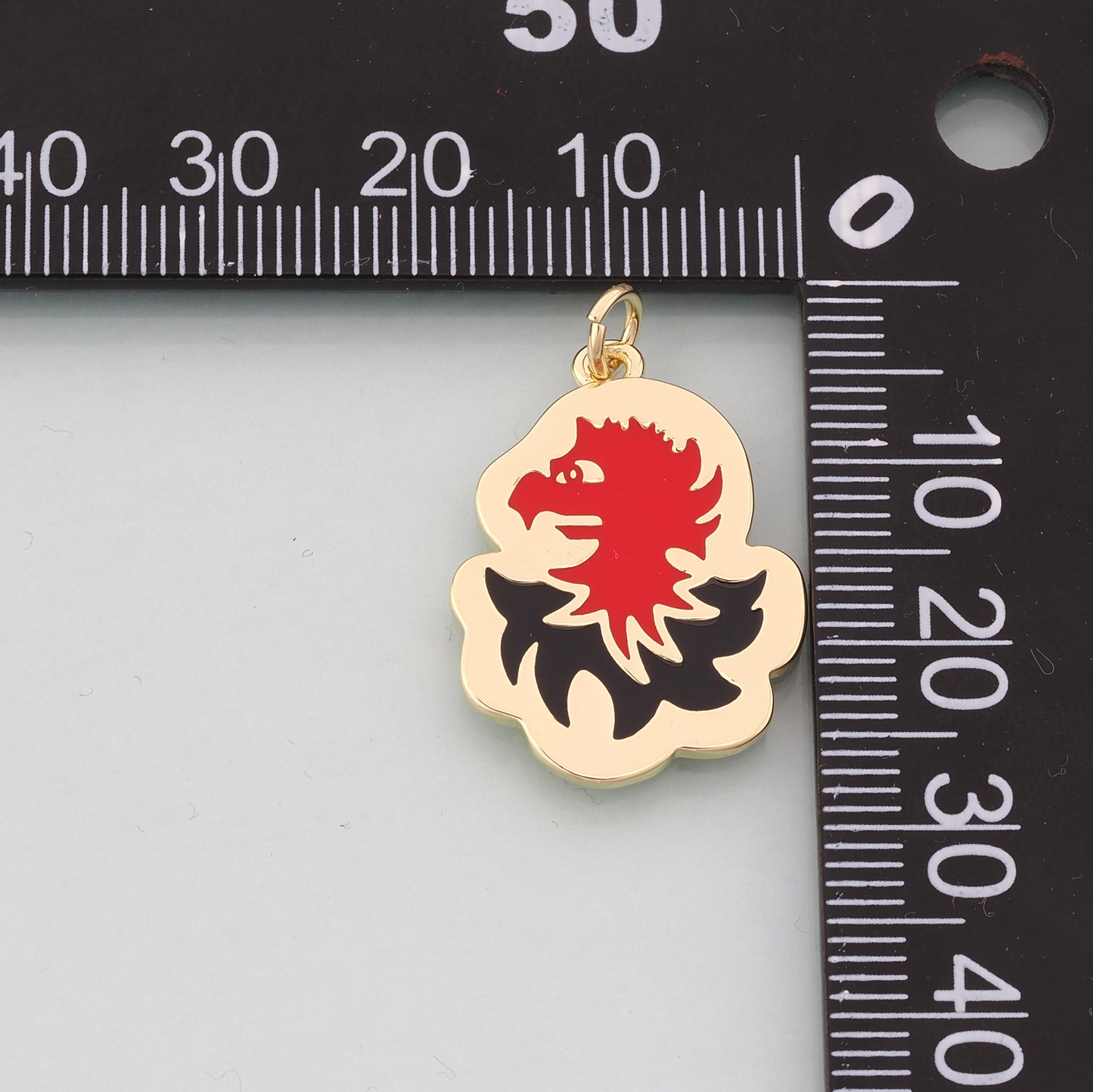 18K Gold Filled Griffin Pendant,Enamel Heraldic Charm Bracelet Necklace for DIY Jewelry Making Supply