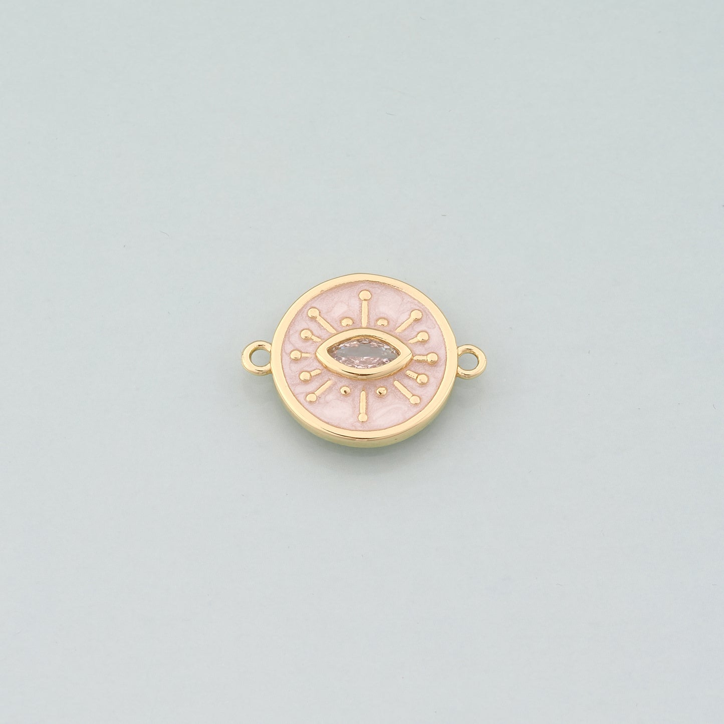 Gold Eye Connector,18K Gold Filled Evil Eye Pendant,Enamel Eyelash Charm Bracelet Necklace for DIY Jewelry Making Supply