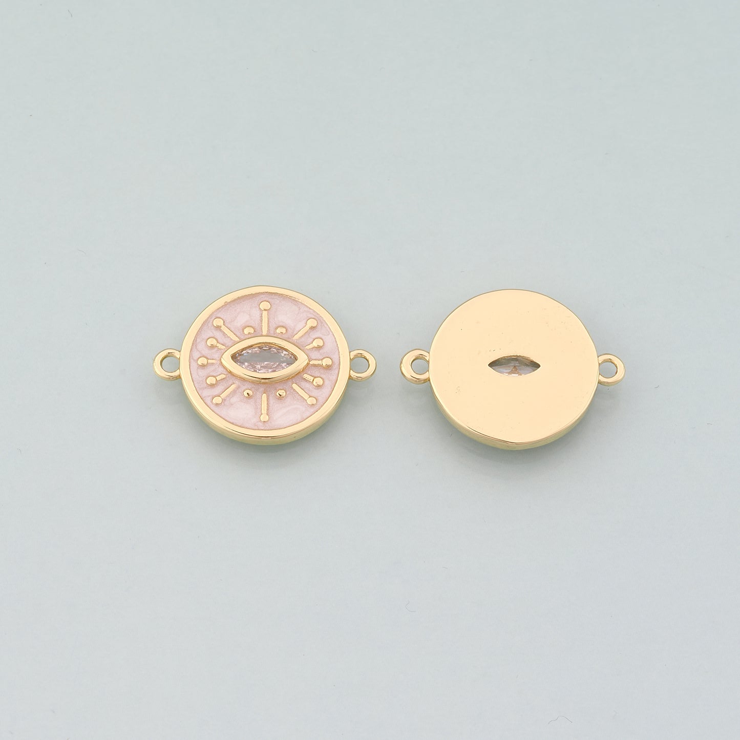 Gold Eye Connector,18K Gold Filled Evil Eye Pendant,Enamel Eyelash Charm Bracelet Necklace for DIY Jewelry Making Supply