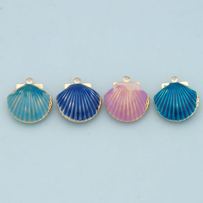 Gold Shell Charms,18K Gold Filled Conch Shell Pendant,Conch Shell Charm Bracelet Necklace for DIY Jewelry Making Supply