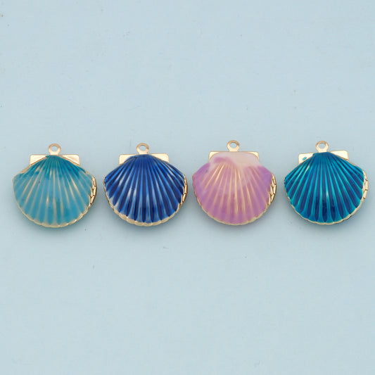 Gold Shell Charms,18K Gold Filled Conch Shell Pendant,Conch Shell Charm Bracelet Necklace for DIY Jewelry Making Supply
