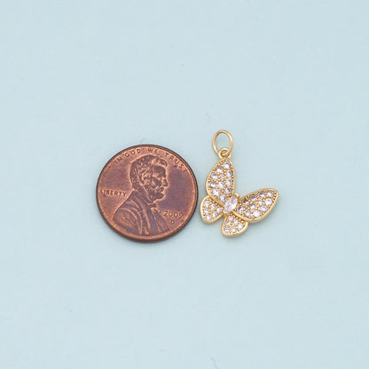 Gold Butterfly Charms,18K Gold Filled Butterfly Pendant,Butterfly Charm Bracelet Necklace for DIY Jewelry Making Supply