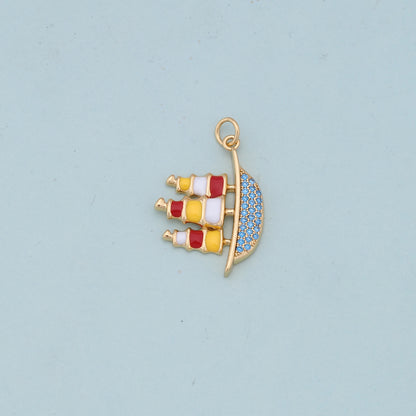 Gold Boat Charms,18K Gold Filled Boat Pendant,cute Charm Bracelet Necklace for DIY Jewelry Making Supply