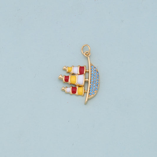 Gold Boat Charms,18K Gold Filled Boat Pendant,cute Charm Bracelet Necklace for DIY Jewelry Making Supply