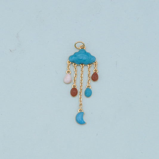 Gold Stormy Cloud Charms,18K Gold Filled Clouds Pendant,Clouds Charm Bracelet Necklace for DIY Jewelry Making Supply