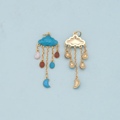 Gold Stormy Cloud Charms,18K Gold Filled Clouds Pendant,Clouds Charm Bracelet Necklace for DIY Jewelry Making Supply