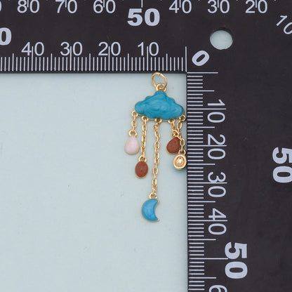 Gold Stormy Cloud Charms,18K Gold Filled Clouds Pendant,Clouds Charm Bracelet Necklace for DIY Jewelry Making Supply