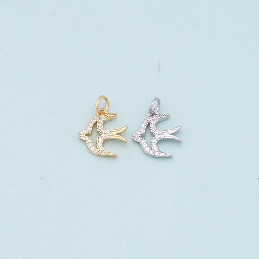 Gold Bird Charms,18K Gold Filled Bird Pendant,Bird Charm Bracelet Necklace for DIY Jewelry Making Supply