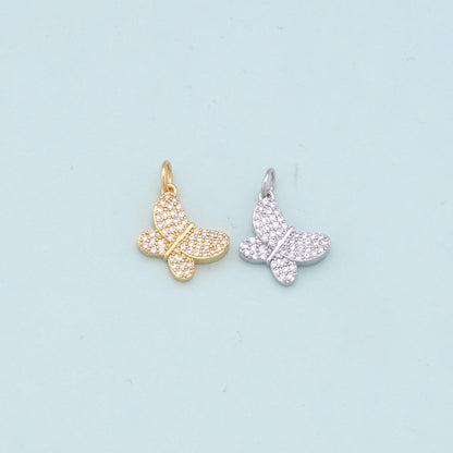 Gold Butterfly Charms,18K Gold Filled Butterfly Pendant,CZ Butterfly Charm Bracelet Necklace for DIY Jewelry Making Supply