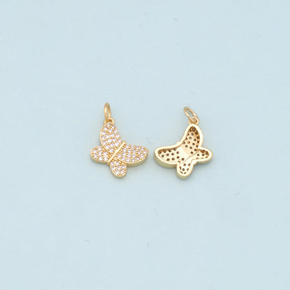Gold Butterfly Charms,18K Gold Filled Butterfly Pendant,CZ Butterfly Charm Bracelet Necklace for DIY Jewelry Making Supply