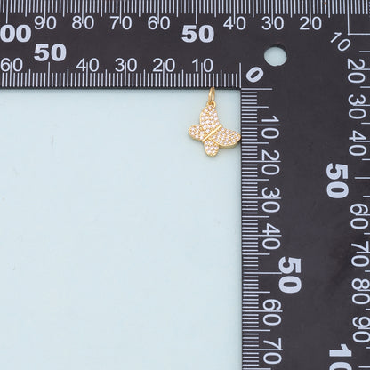 Gold Butterfly Charms,18K Gold Filled Butterfly Pendant,CZ Butterfly Charm Bracelet Necklace for DIY Jewelry Making Supply