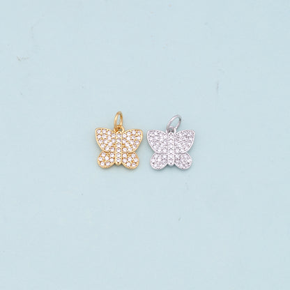 Gold Butterfly Charms,18K Gold Filled Butterfly Pendant,CZ Butterfly Charm Bracelet Necklace for DIY Jewelry Making Supply