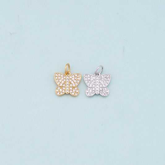 Gold Butterfly Charms,18K Gold Filled Butterfly Pendant,CZ Butterfly Charm Bracelet Necklace for DIY Jewelry Making Supply