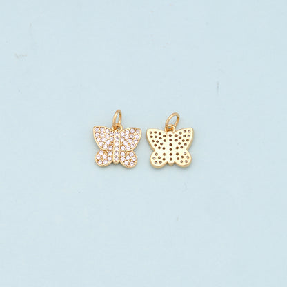 Gold Butterfly Charms,18K Gold Filled Butterfly Pendant,CZ Butterfly Charm Bracelet Necklace for DIY Jewelry Making Supply