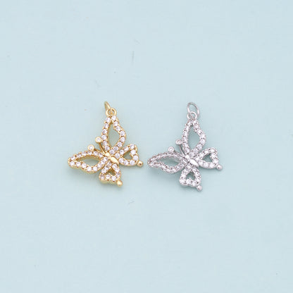 Gold Butterfly Charms,18K Gold Filled Butterfly Pendant,CZ Butterfly Charm Bracelet Necklace for DIY Jewelry Making Supply