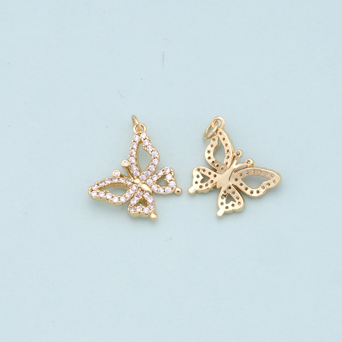 Gold Butterfly Charms,18K Gold Filled Butterfly Pendant,CZ Butterfly Charm Bracelet Necklace for DIY Jewelry Making Supply