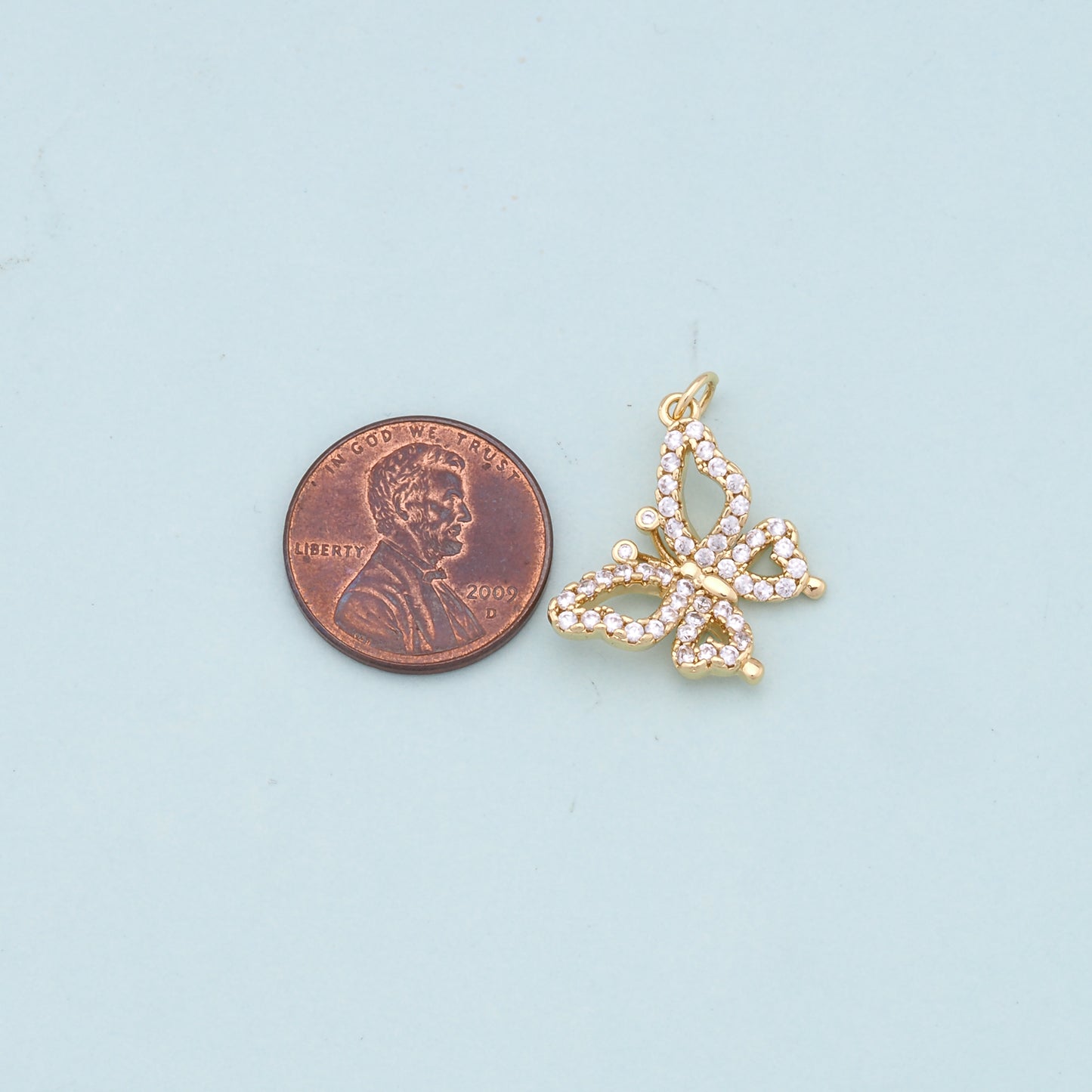Gold Butterfly Charms,18K Gold Filled Butterfly Pendant,CZ Butterfly Charm Bracelet Necklace for DIY Jewelry Making Supply