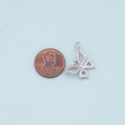 Gold Butterfly Charms,18K Gold Filled Butterfly Pendant,CZ Butterfly Charm Bracelet Necklace for DIY Jewelry Making Supply