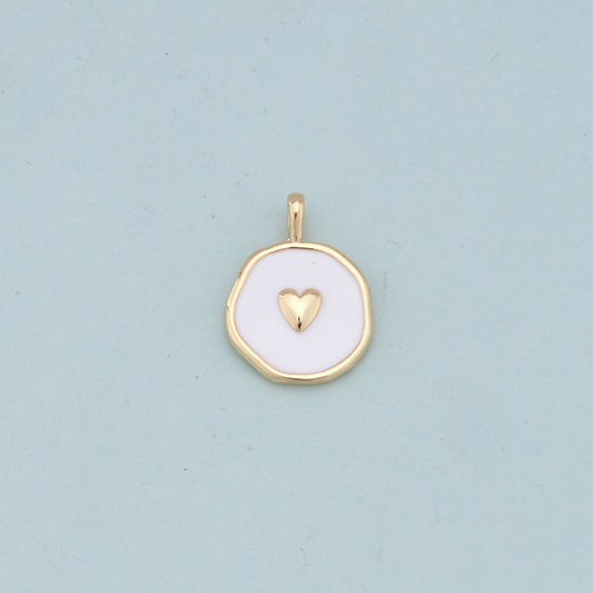 Gold Heart Charms,18K Gold Filled Heart Pendant,Enamel Heart Charm Bracelet Necklace for DIY Jewelry Making Supply