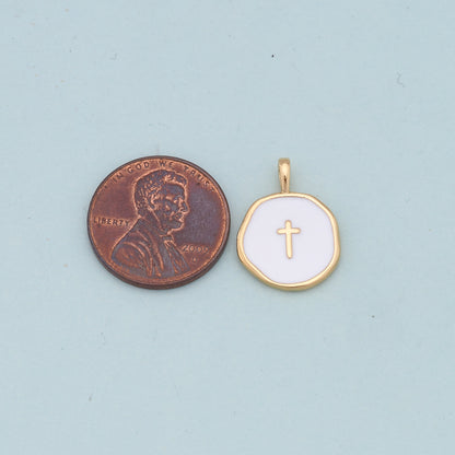 Gold Cross Charms,18K Gold Filled Cross Pendant,Cross Charm Bracelet Necklace for DIY Jewelry Making Supply