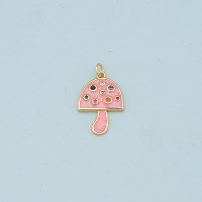 Gold mushroom Charms,18K Gold Filled mushroom Pendant,mushroom Charm Bracelet Necklace for DIY Jewelry Making Supply