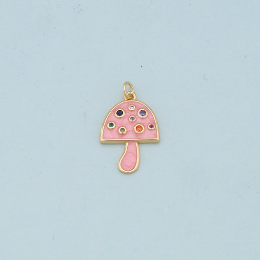 Gold mushroom Charms,18K Gold Filled mushroom Pendant,mushroom Charm Bracelet Necklace for DIY Jewelry Making Supply