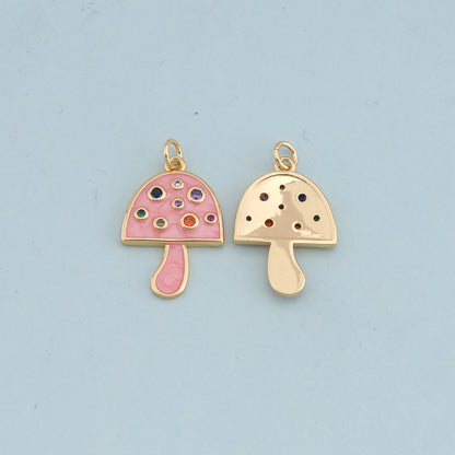 Gold mushroom Charms,18K Gold Filled mushroom Pendant,mushroom Charm Bracelet Necklace for DIY Jewelry Making Supply