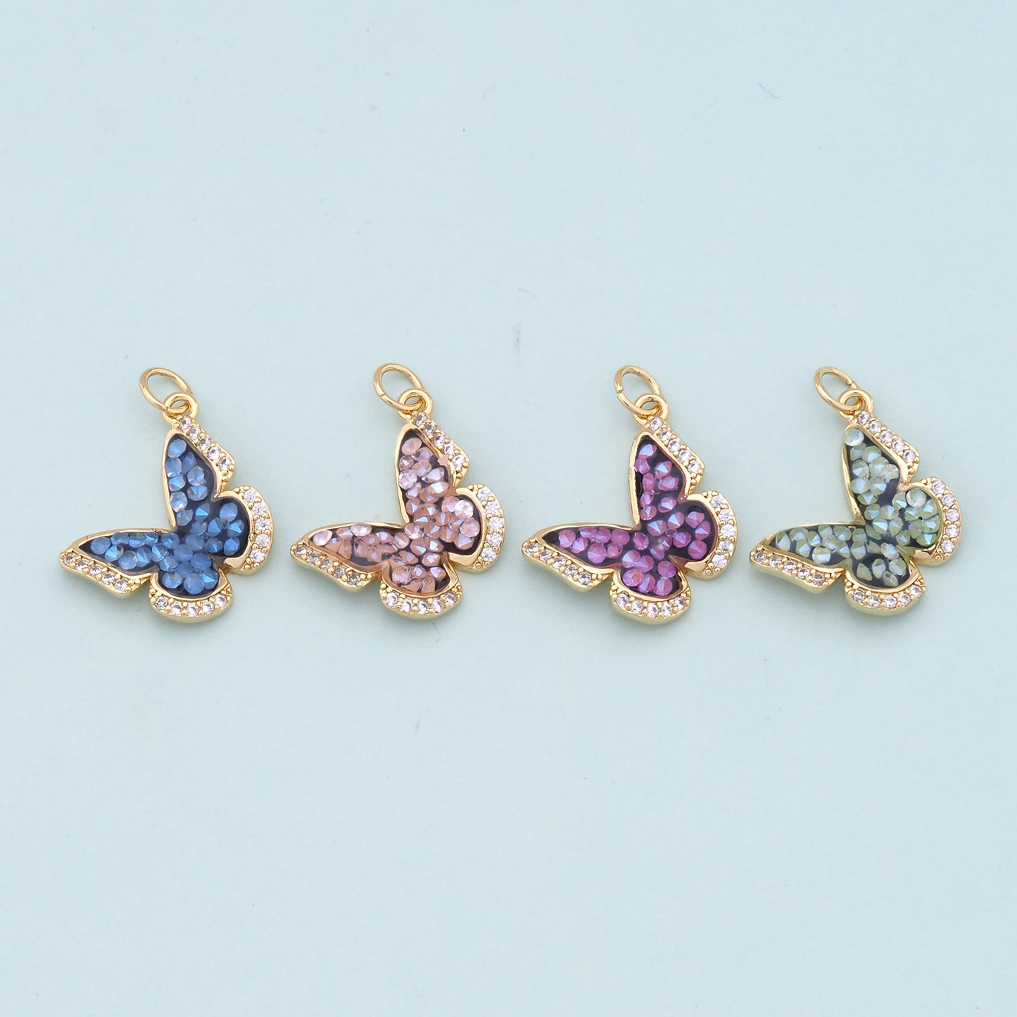 Gold Butterfly Charms,18K Gold Filled Butterfly Pendant,Butterfly Charm Bracelet Necklace for DIY Jewelry Making Supply
