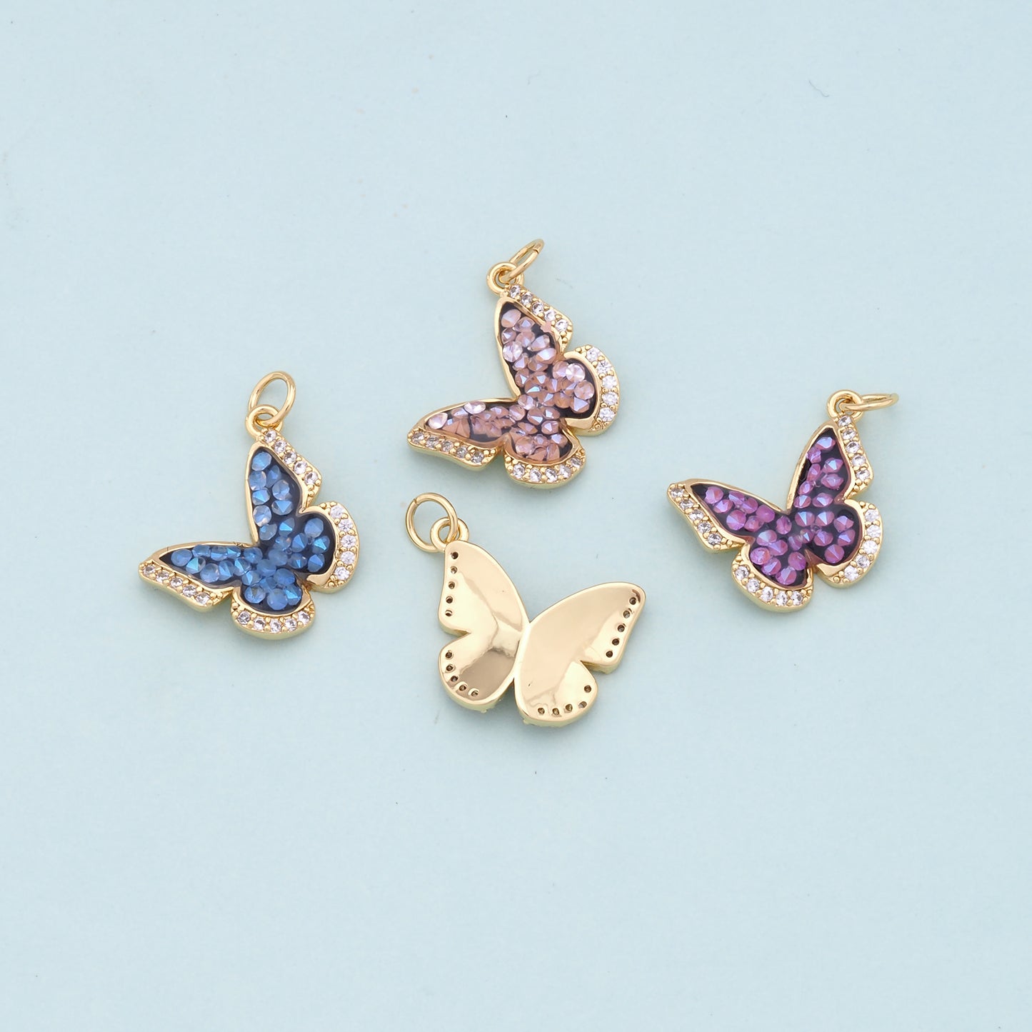 Gold Butterfly Charms,18K Gold Filled Butterfly Pendant,Butterfly Charm Bracelet Necklace for DIY Jewelry Making Supply