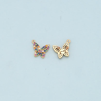 Colorful Gold Butterfly Charms,18K Gold Filled Butterfly Pendant,Butterfly Charm Bracelet Necklace for DIY Jewelry Making Supply