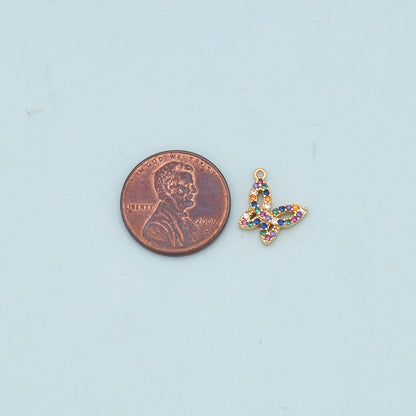 Colorful Gold Butterfly Charms,18K Gold Filled Butterfly Pendant,Butterfly Charm Bracelet Necklace for DIY Jewelry Making Supply