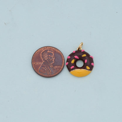 Gold Donut Charms,18K Gold Filled Donut Pendant,Donut Charm Bracelet Necklace for DIY Jewelry Making Supply