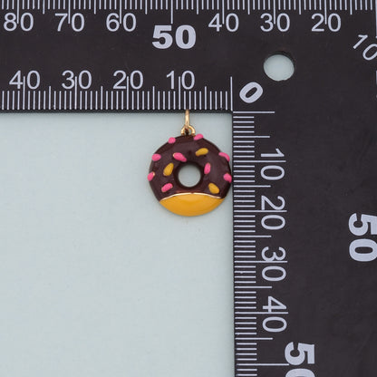 Gold Donut Charms,18K Gold Filled Donut Pendant,Donut Charm Bracelet Necklace for DIY Jewelry Making Supply