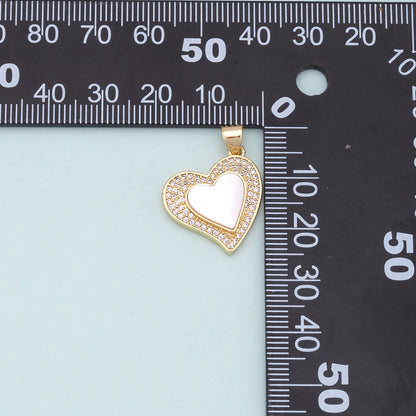 Gold Heart Charms,18K Gold Filled Heart Pendant,white shell Heart Charm Bracelet Necklace for DIY Jewelry Making Supply