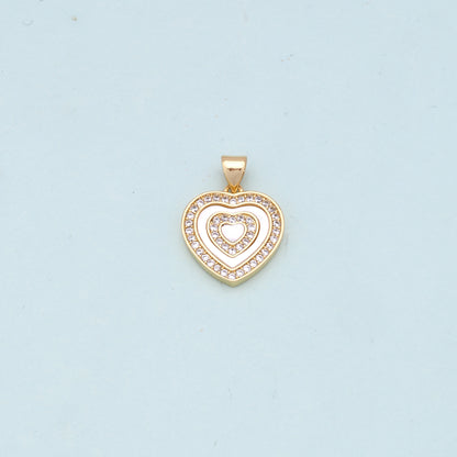 Gold Heart Charms,18K Gold Filled Heart Pendant,white shell Heart Charm Bracelet Necklace for DIY Jewelry Making Supply
