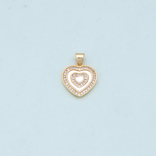Gold Heart Charms,18K Gold Filled Heart Pendant,white shell Heart Charm Bracelet Necklace for DIY Jewelry Making Supply