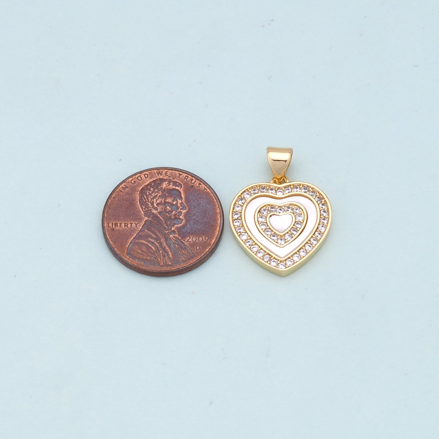 Gold Heart Charms,18K Gold Filled Heart Pendant,white shell Heart Charm Bracelet Necklace for DIY Jewelry Making Supply