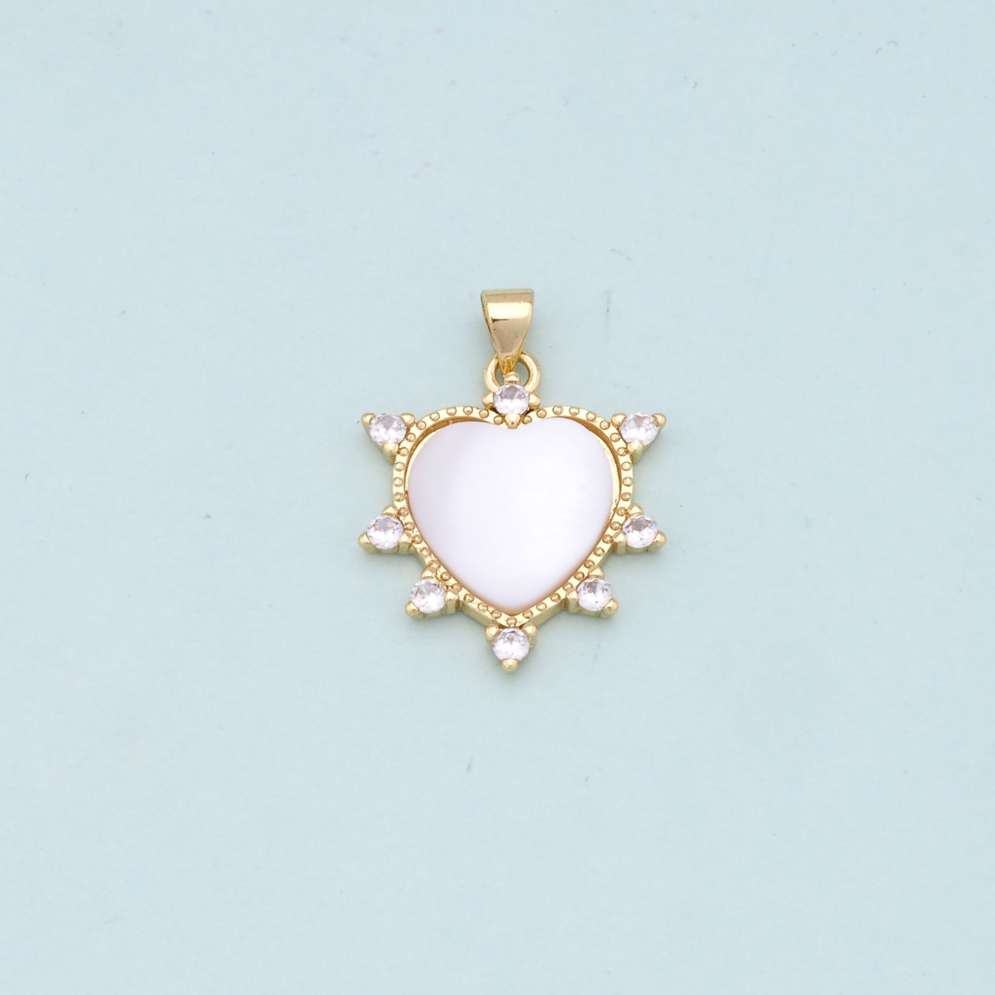 Gold Heart Charms,18K Gold Filled Heart Pendant,white shell Heart Charm Bracelet Necklace for DIY Jewelry Making Supply