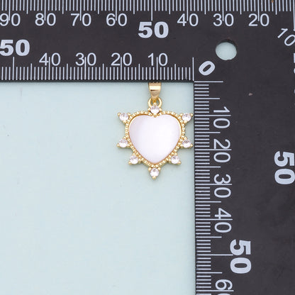 Gold Heart Charms,18K Gold Filled Heart Pendant,white shell Heart Charm Bracelet Necklace for DIY Jewelry Making Supply