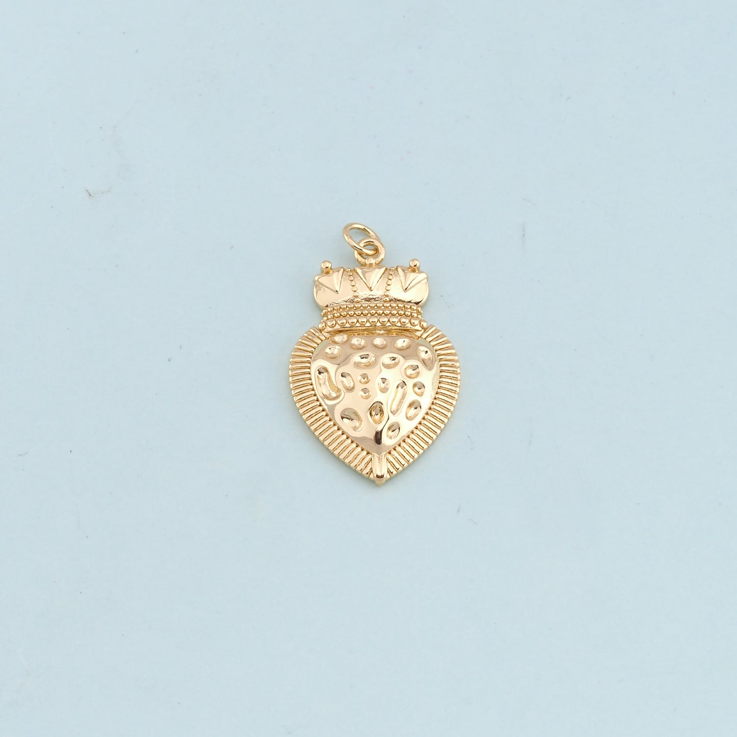 Gold sacred Heart Charms,18K Gold Filled flame sacred heart Pendant,Religious Charm Bracelet Necklace for DIY Jewelry Making Supply