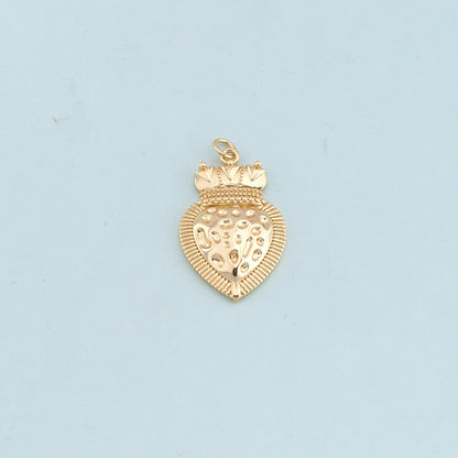 Gold sacred Heart Charms,18K Gold Filled flame sacred heart Pendant,Religious Charm Bracelet Necklace for DIY Jewelry Making Supply