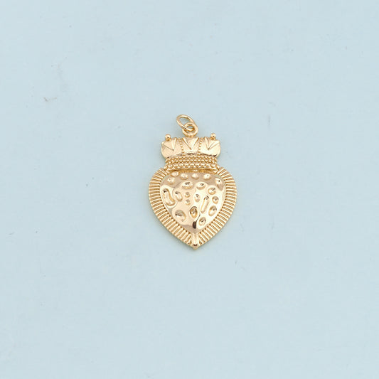 Gold sacred Heart Charms,18K Gold Filled flame sacred heart Pendant,Religious Charm Bracelet Necklace for DIY Jewelry Making Supply