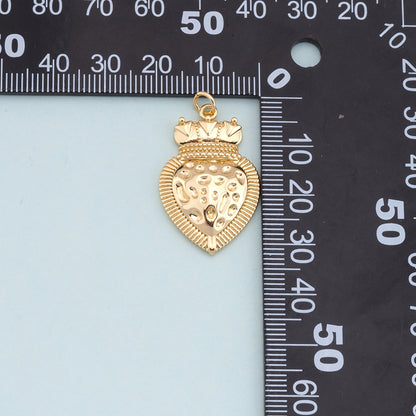 Gold sacred Heart Charms,18K Gold Filled flame sacred heart Pendant,Religious Charm Bracelet Necklace for DIY Jewelry Making Supply