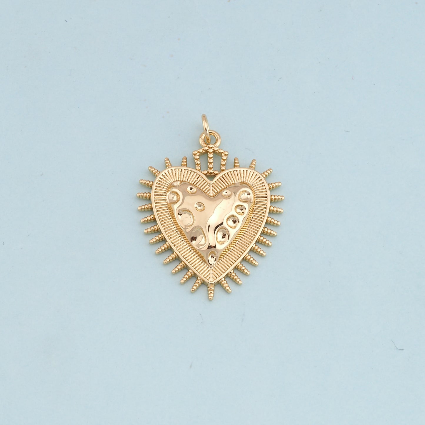 Gold sacred Heart Charms,18K Gold Filled flame sacred heart Pendant,Religious Charm Bracelet Necklace for DIY Jewelry Making Supply