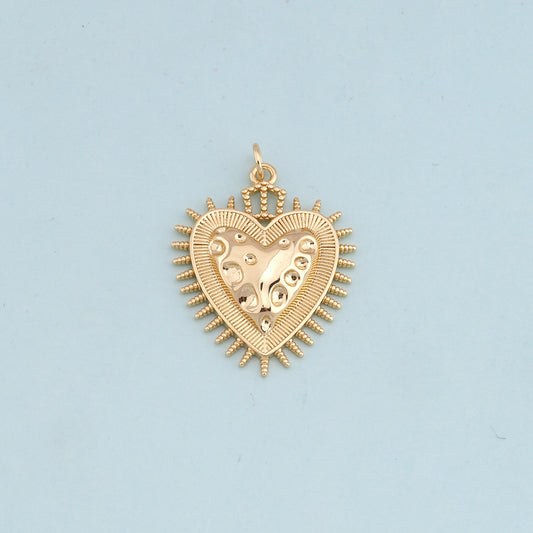 Gold sacred Heart Charms,18K Gold Filled flame sacred heart Pendant,Religious Charm Bracelet Necklace for DIY Jewelry Making Supply