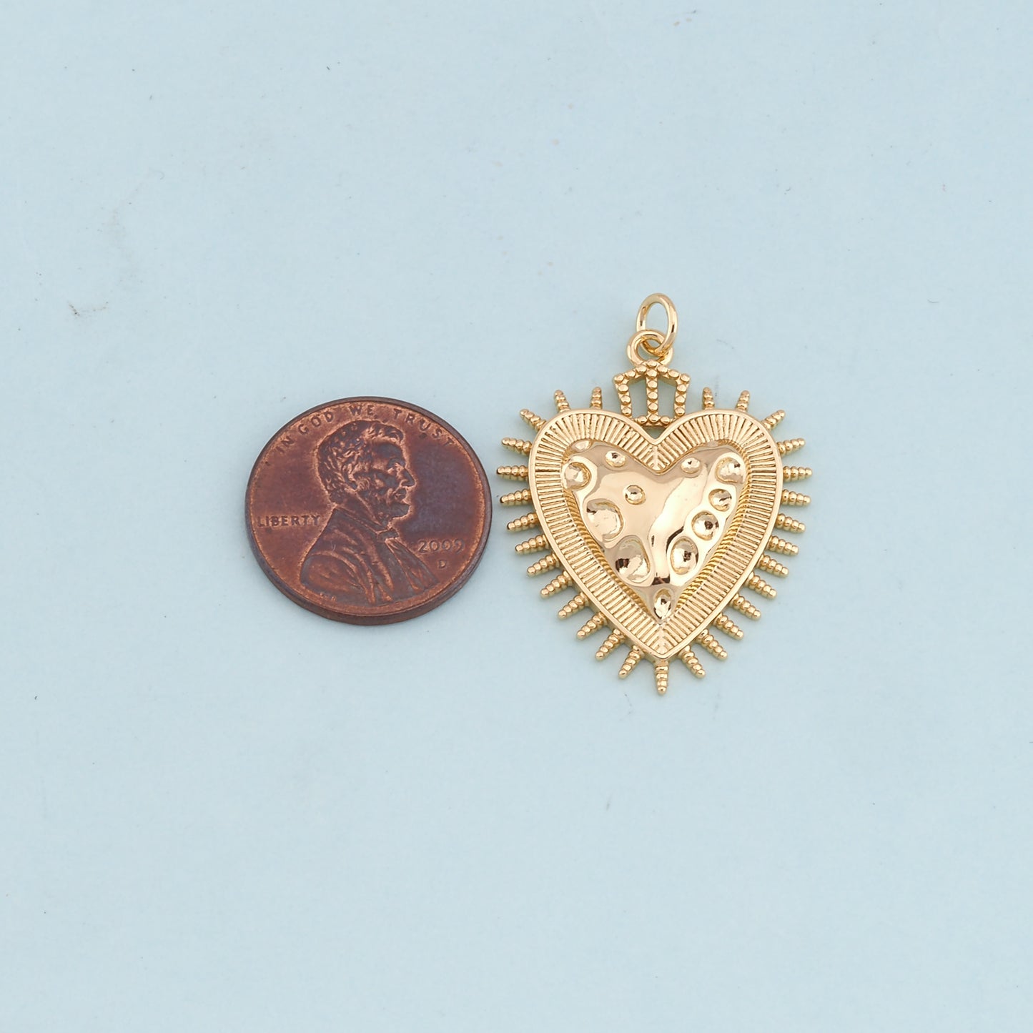 Gold sacred Heart Charms,18K Gold Filled flame sacred heart Pendant,Religious Charm Bracelet Necklace for DIY Jewelry Making Supply