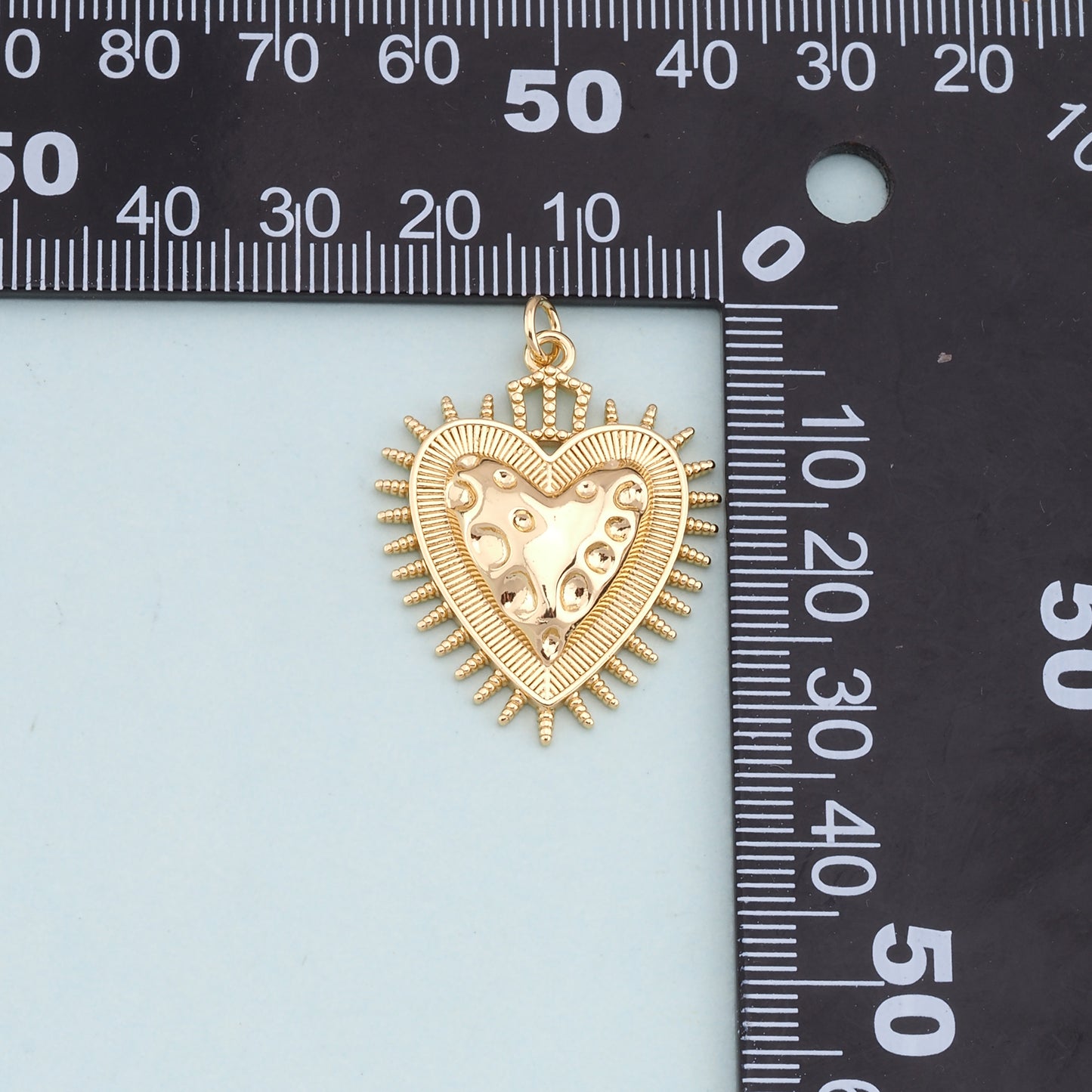 Gold sacred Heart Charms,18K Gold Filled flame sacred heart Pendant,Religious Charm Bracelet Necklace for DIY Jewelry Making Supply